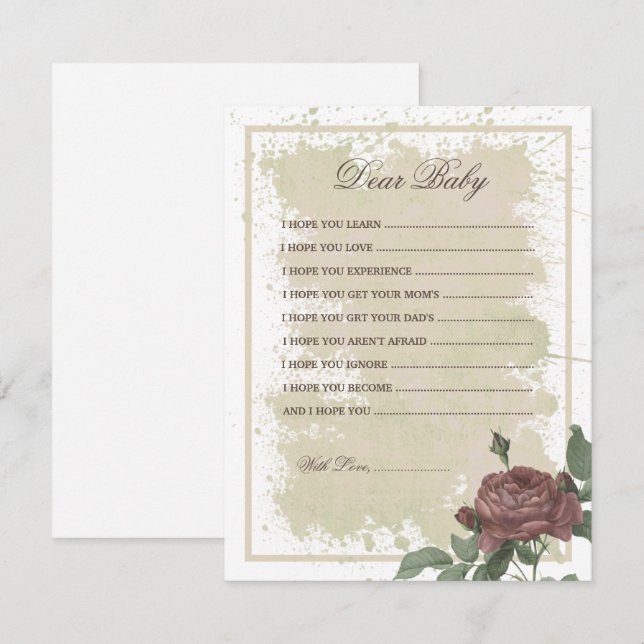 Querida bebé Rustic Floral Burgundy Rubor Baby Sho (Anverso / Reverso)