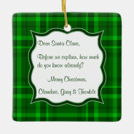 Querida letra Santa Clause Navidades Ornamento cua