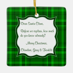 Querida letra Santa Clause Navidades Ornamento cua