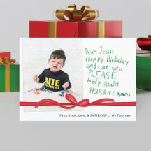 Querida tarjeta de Navidad con foto de Jesús en cr