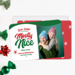 Querida tarjeta de Navidades de Santa Funny<br><div class="desc">Querido Santa,  este año hemos sido amables en su mayoría. Cheeky tarjeta fotográfica de vacaciones para mostrar a tus hijos o mascotas,  en su mayoría bonitos. Tipografía retro divertida y colores verdes y rojos clásicos. Foto personalizar,  saludo,  nombre y área de año.</div>