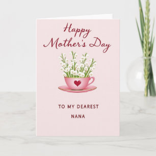 Queridísima Nana Tarjeta de Corazón Floral