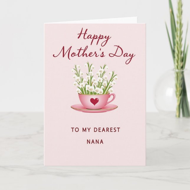 Queridísima Nana Tarjeta de Corazón Floral (Anverso)