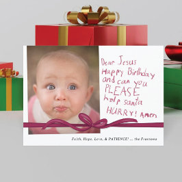 "Querido Jesús" Nota de Wine Crayon Tarjeta de Nav