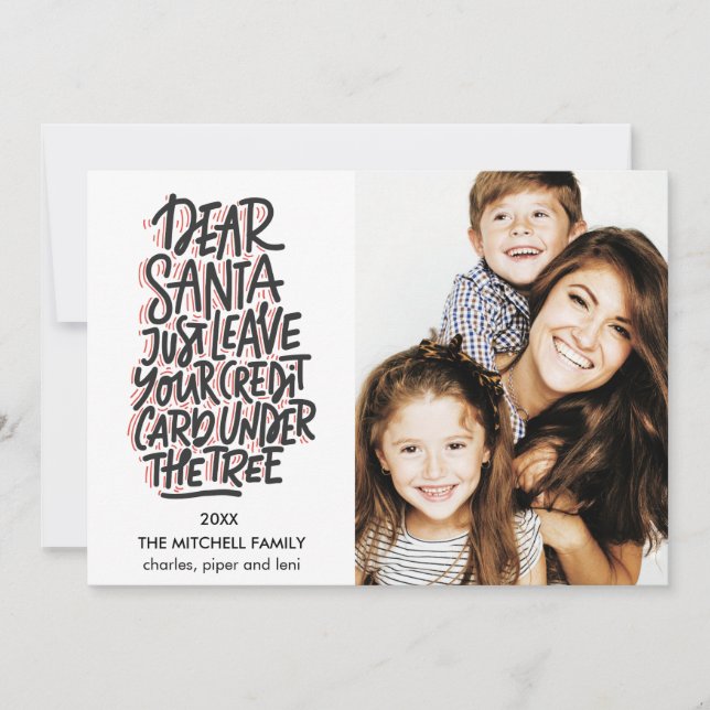 Querido Santa Deje su tarjeta de crédito Foto dive (Anverso)