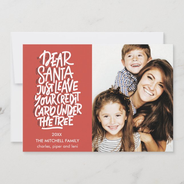 Querido Santa Deje su tarjeta de crédito Foto dive (Anverso)