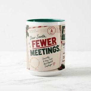 Querido Santa, Menos Reuniones Navidad Taza 15 oz