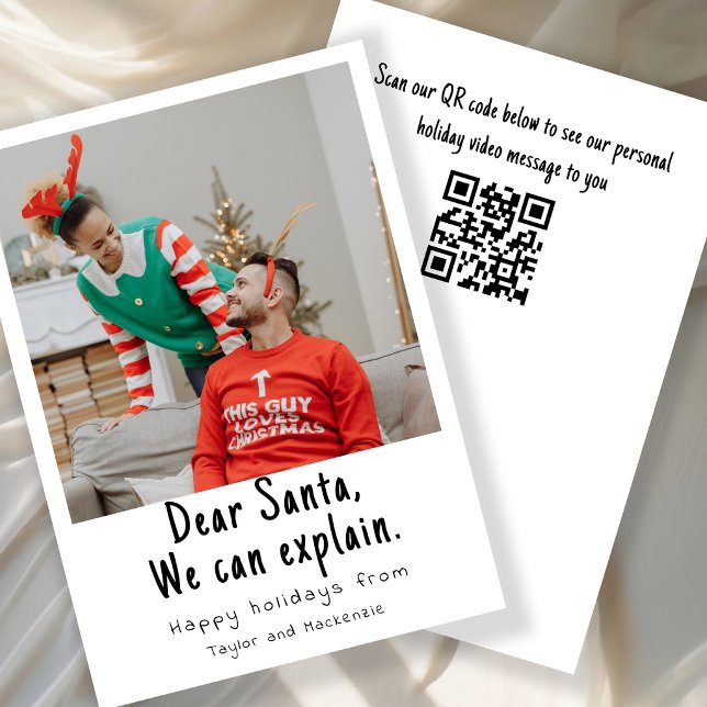 Querido Santa Podemos Explicar Foto de Navidad (Dear Santa We Can Explain Christmas Photo Holiday Card
by Ricaso. Interactive QR code Christmas )