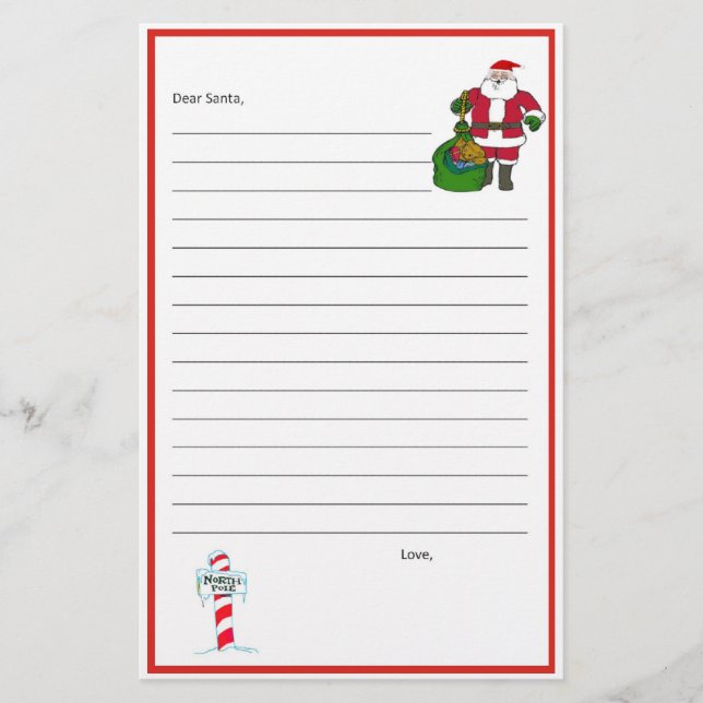 ¡Querido Santa Stationary! Plantilla (Anverso)