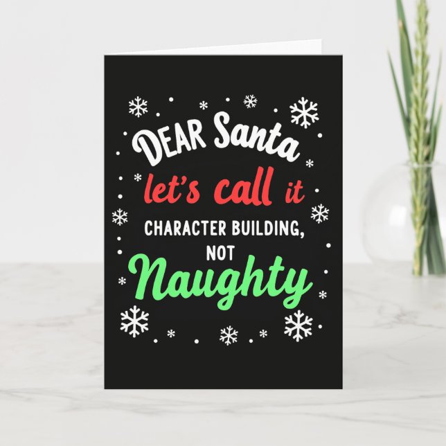 Querido Santa Tarjeta de Navidad Construcción de C (Anverso)