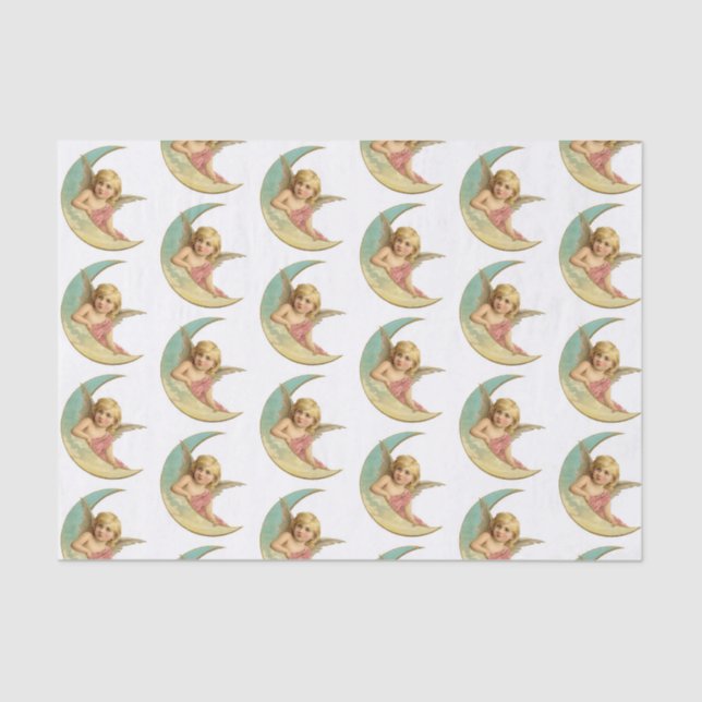 QUERUBE del papel seda 10lb, blanca Y LUNA de (Anverso)