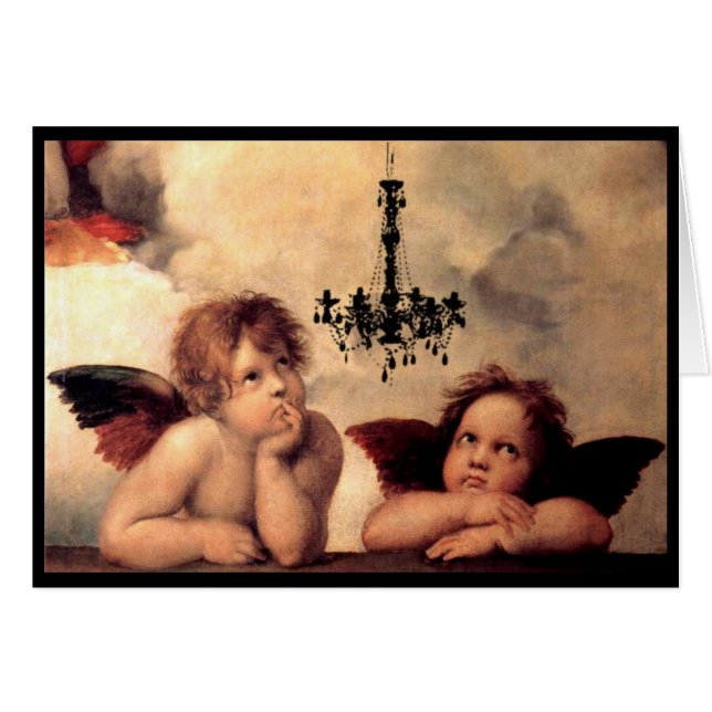 Querubes de Sistine Madonna que miran una lámpara (Anverso (Horizontal))