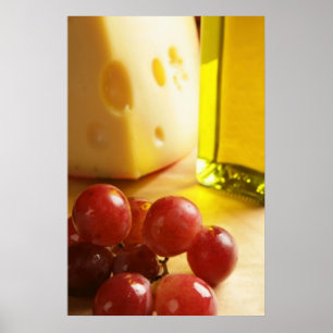 Queso, aceite de oliva y impresiones del poster de