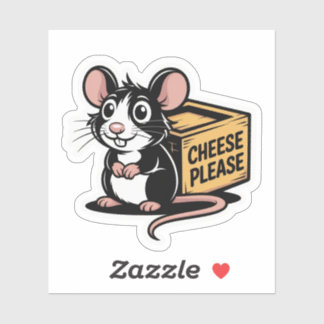 Queso Por Favor Rat Pegatina - Jugativo Y Extraño