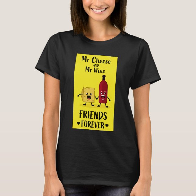 Queso Y Amantes Del Vino Camiseta (Anverso)