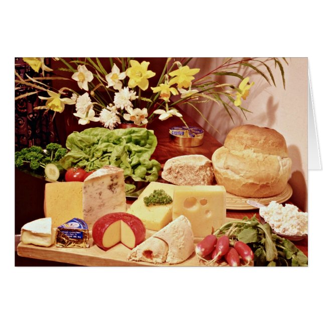 Quesos, con rábanos, lechuga, pan y daffé (Anverso (Horizontal))