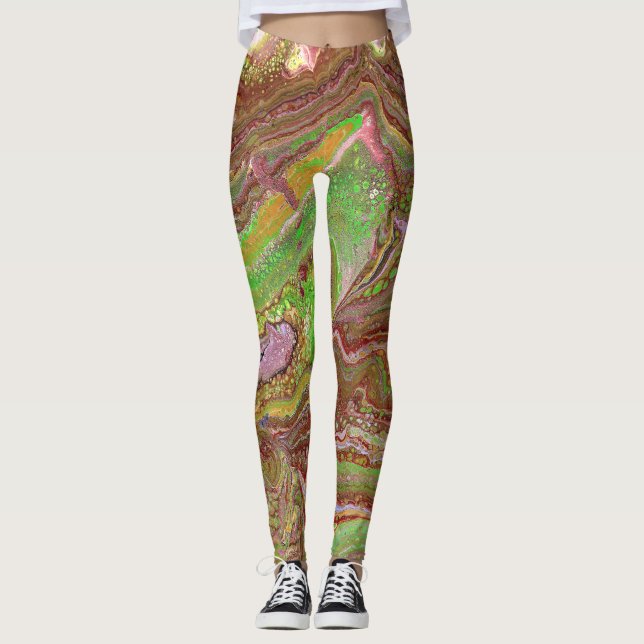 Questions 1 Wild Green Maroon Leggings (Anverso)