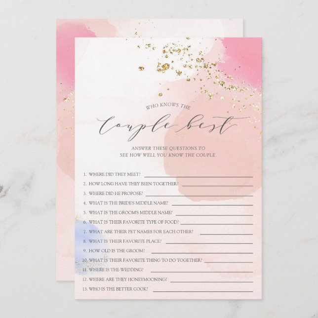 Quien conoce a la pareja mejor invitación a un par (Anverso / Reverso)