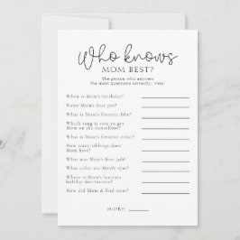 Quién conoce a mamá mejor tarjeta de juego Baby Sh