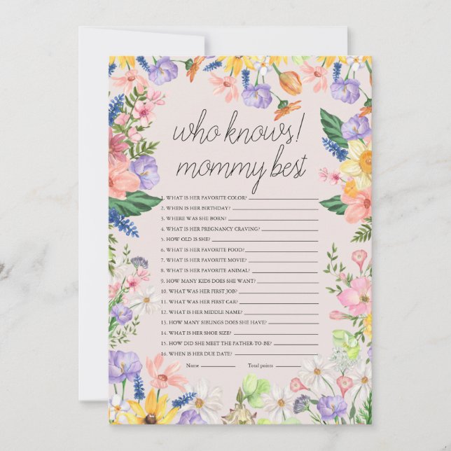 Quién conoce a mamá mejor tarjeta de juego de Baby (Anverso)