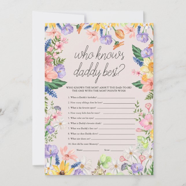 Quién conoce a papi mejor tarjeta de juego para be (Anverso)