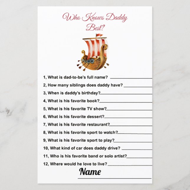 Quién conoce la tarjeta de juego de Baby Shower de (Anverso)