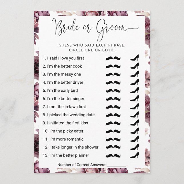 ¿Quién conoce mejor a la pareja? Tarjeta de juego (Anverso)