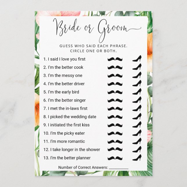 ¿Quién conoce mejor a la pareja? Tarjeta de juego (Anverso)