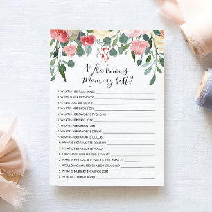 ¿Quién conoce mejor a mamá? Tarjeta de juego Baby 