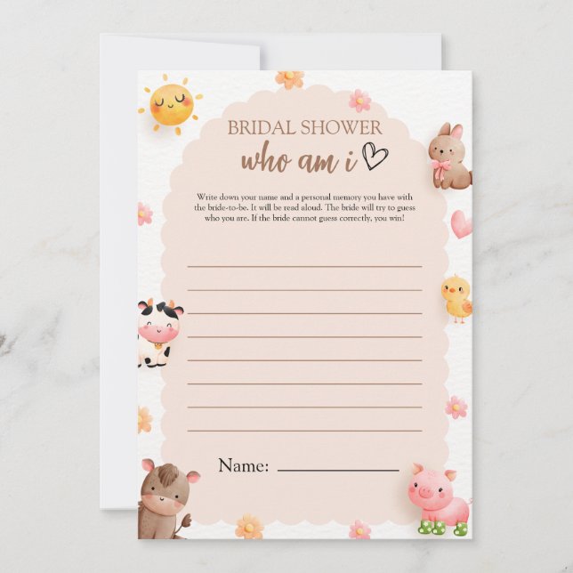 Quién soy la tarjeta de juego Baby Shower (Anverso)