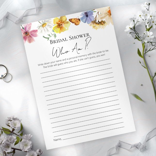 Quién soy | Tarjeta de juego Wilflower Boho Bridal (Subido por el creador)