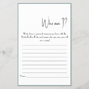 ¿Quién Soy? Volante de juego de ducha