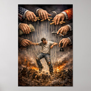 Quien Tira de los Hilos Póster alegórico de guerra