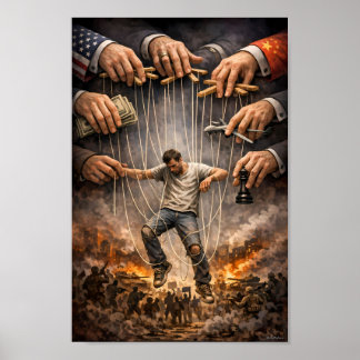Quien Tira de los Hilos Póster alegórico de guerra