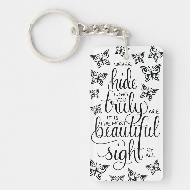 Quién usted es hermoso, llavero de las mariposas (Frente)