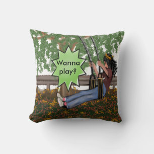 ¿Quieres Jugar? Chica De Cojín decorativo En Un Sw