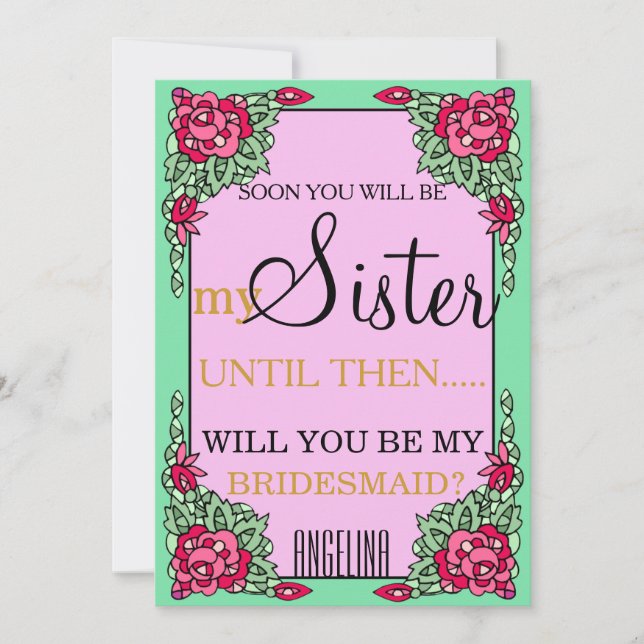 ¿Quieres ser mi dama de honor? invitación (Anverso)