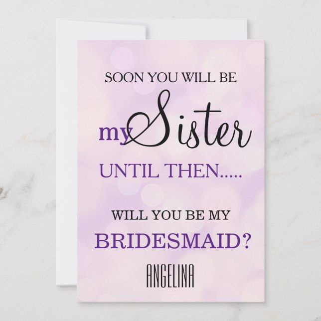 ¿Quieres ser mi dama de honor? invitación (Anverso)