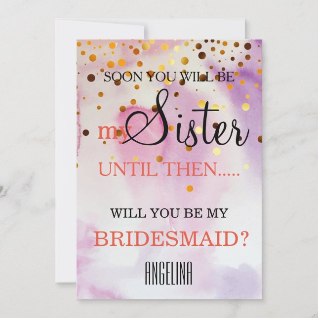 ¿Quieres ser mi dama de honor? invitación (Anverso)