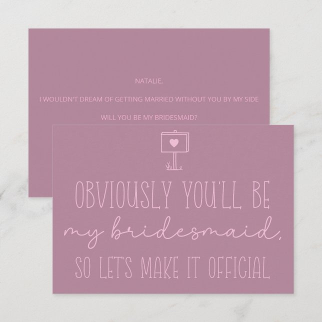 ¿Quieres Ser Mi Dama de Honor Invitación (Anverso / Reverso)