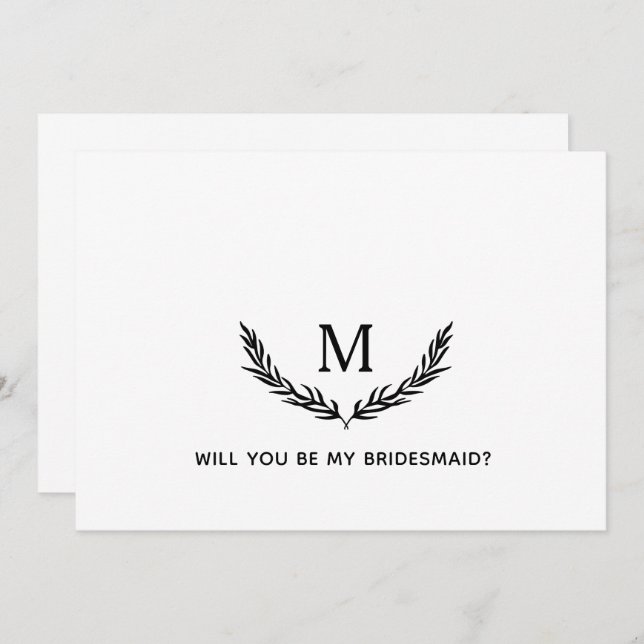 ¿Quieres ser mi dama de honor? Tarjeta de monogram (Anverso / Reverso)