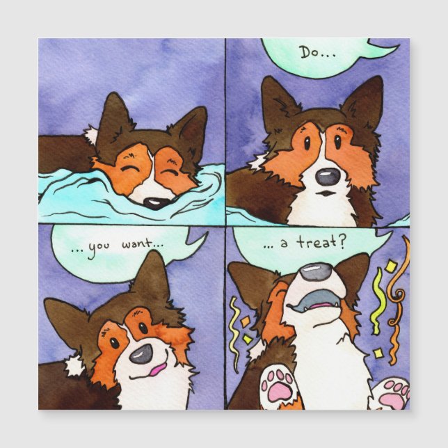 "¿Quieres Un Trato?" Funny Corgi Comic Magnet (Anverso)