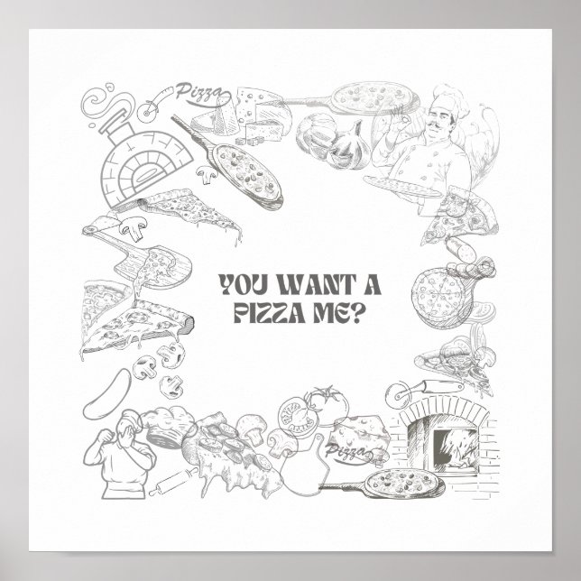 ¿Quieres una pizza yo? Arte mural (Frente)