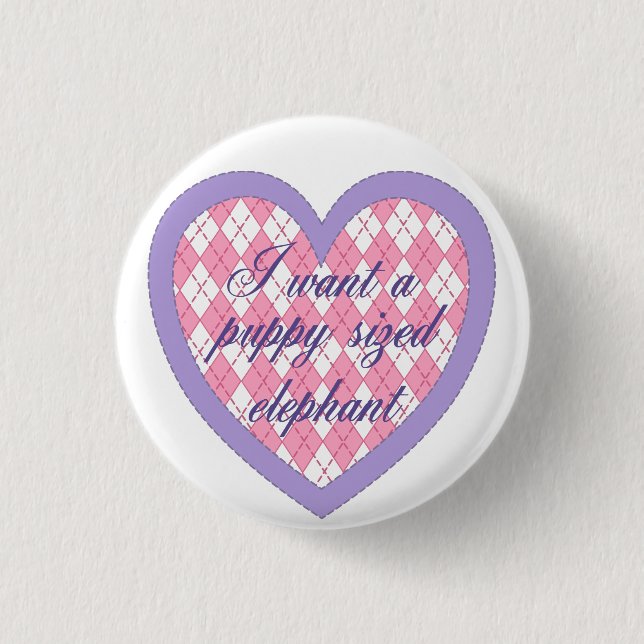 "Quiero botón de un elefante clasificado perrito" (Anverso)