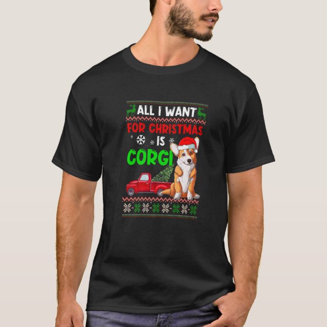 Quiero un Corgi para Navidad Jersey Feo Perro Xmas (Anverso)