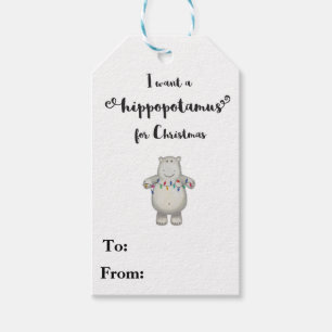 Quiero un Hippopotamus para el navidad - etiqueta