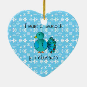 Quiero un pavo real para el ornamento del corazón