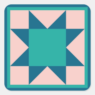 Quilt Pegatina - Sawtooth Star (verde azulado)