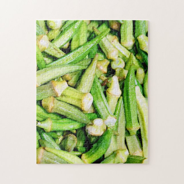quimbombó verduras verdes rompecabezas (Vertical)