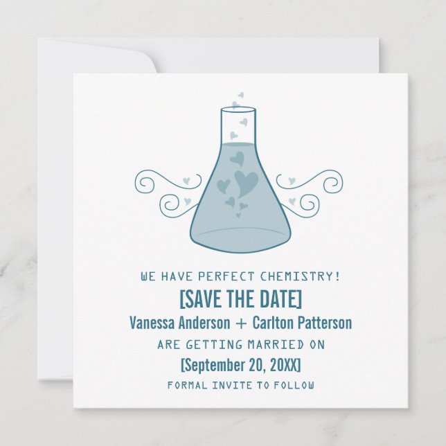 Química dulce azul salva la invitación a la fecha (Anverso)